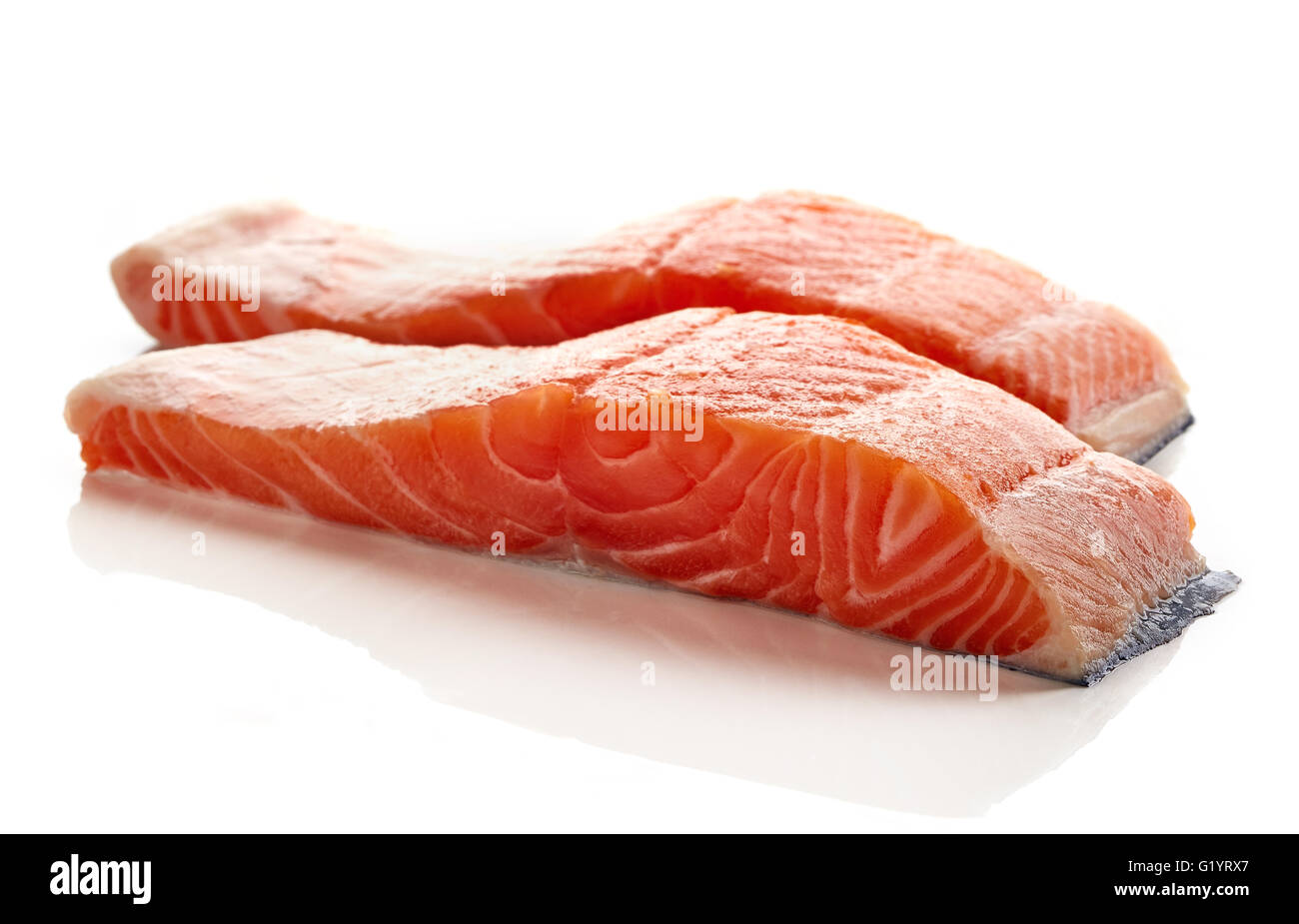 Fresh raw salmon fillet isolated on white background Stock Photo - Alamy