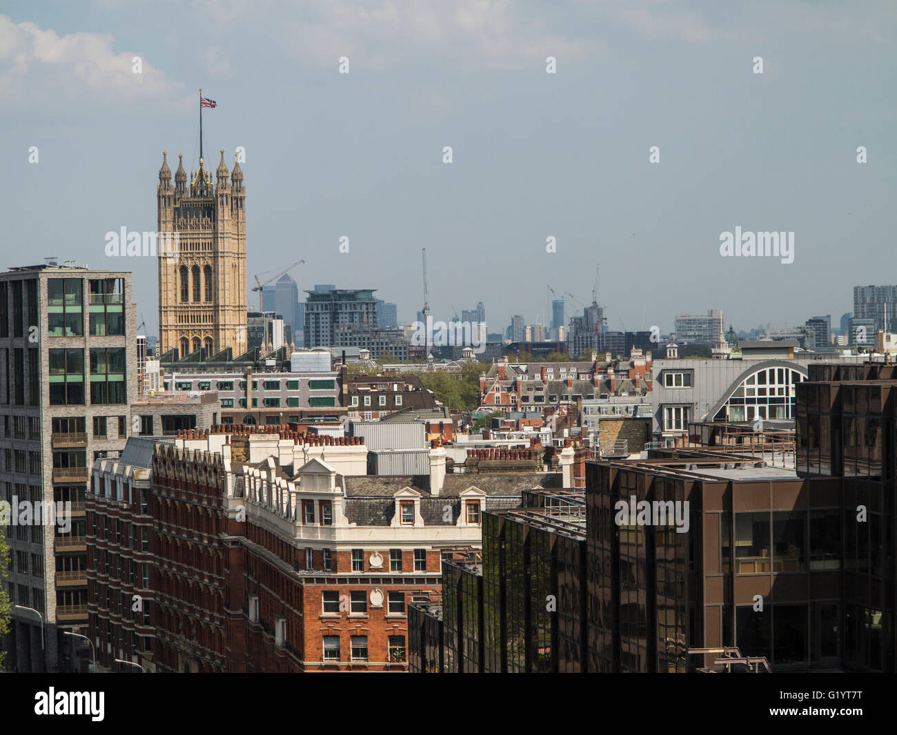 Victoria Tower and surrounding buildings Stock Photo