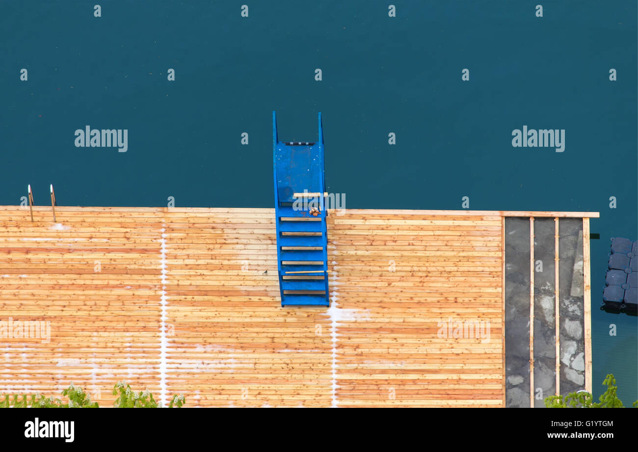 Wooden pier on the lake Stock Photo - Alamy