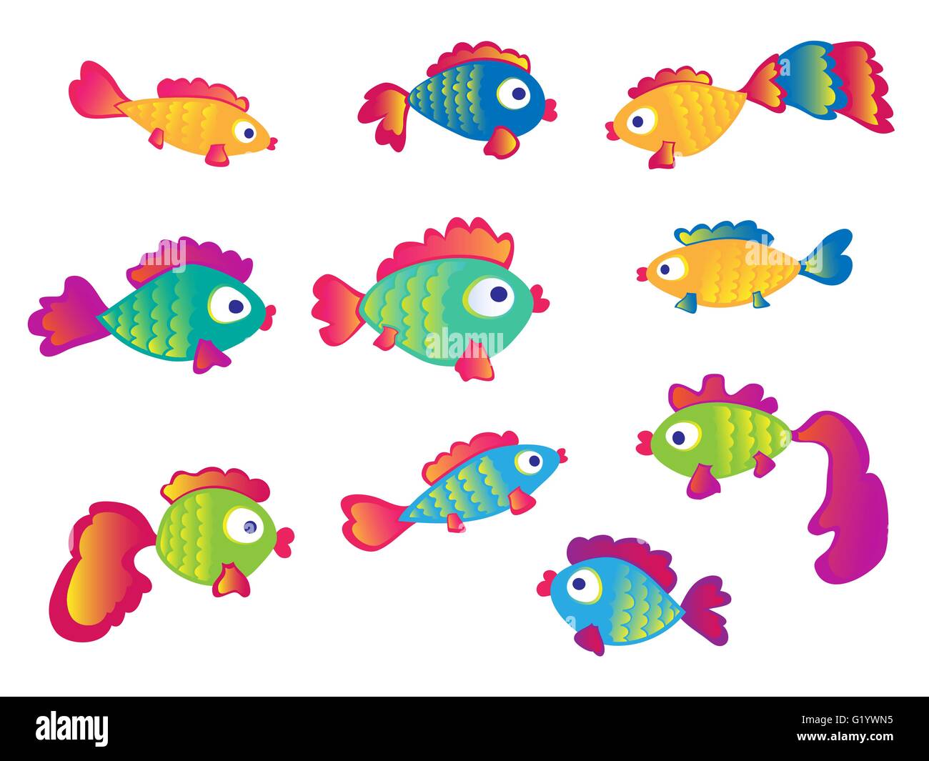 Fish set isolated on white background Stock Vector Image & Art - Alamy