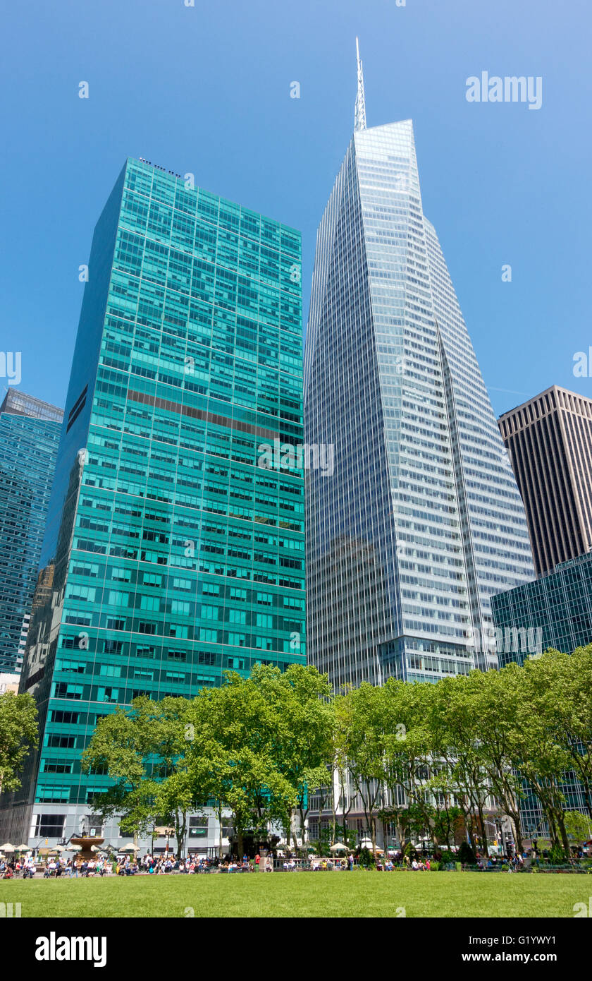 1095 Avenue of the Americas and the Bank of America Tower are seen from