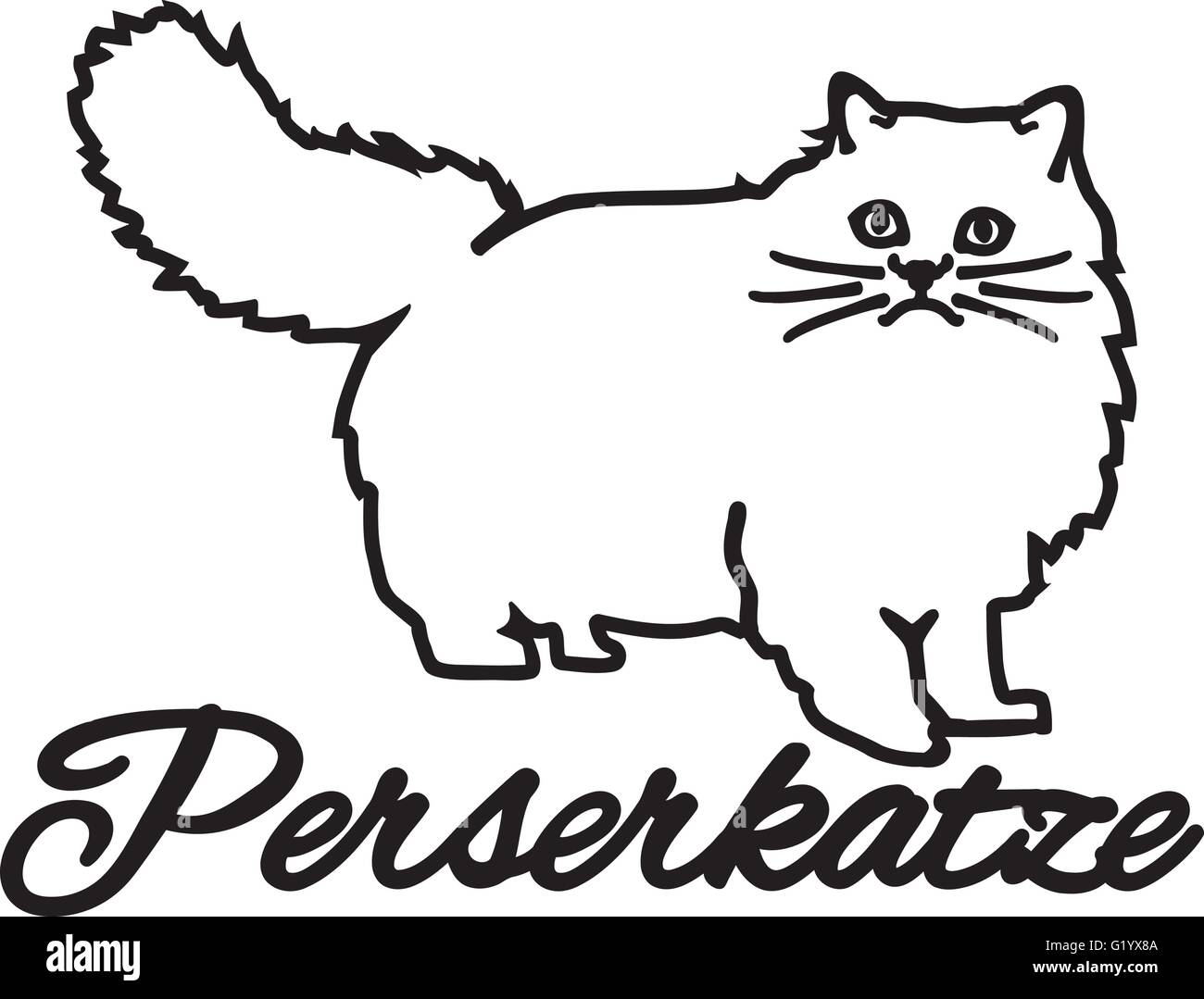 Persian cat with german name Stock Vector