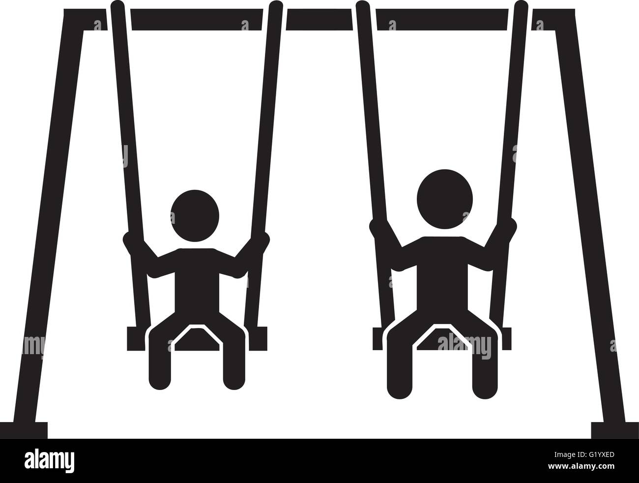 Swing with two kids pictogram Stock Vector Image & Art Alamy