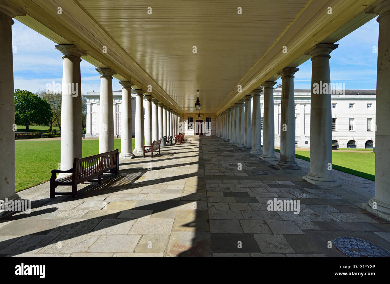 Queen's House colonnades, Greenwich, London, United Kingdom Stock Photo