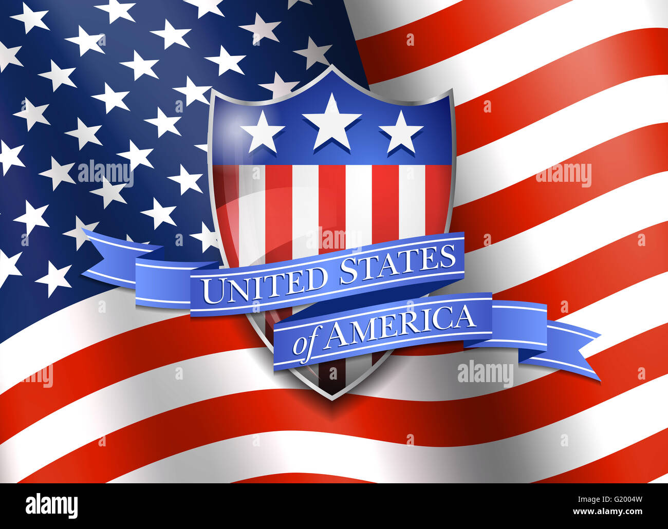 United States of America Shield with Flag Background Stock Photo