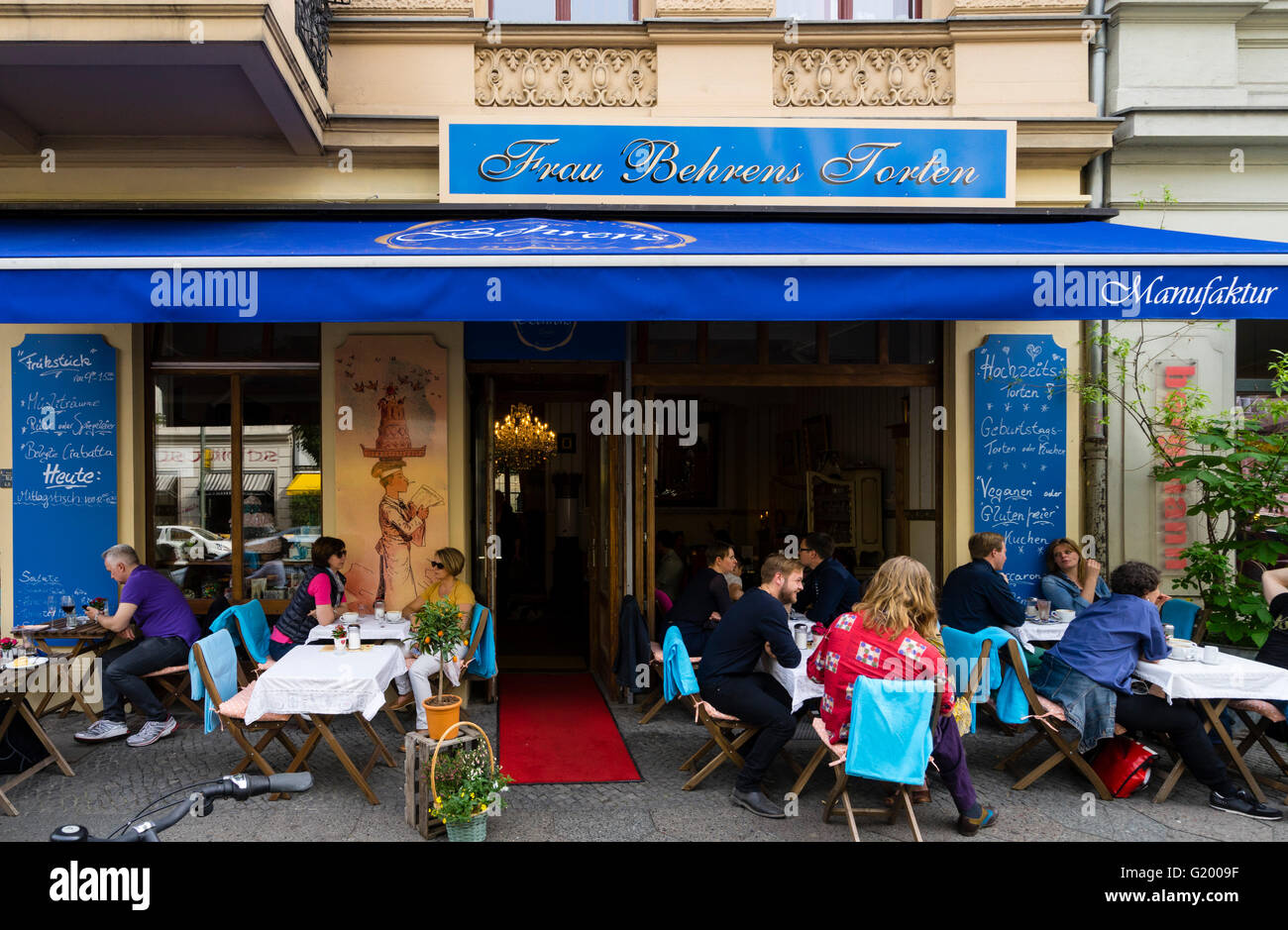 Frau Behrens Torten Konditorei cake shop and cafe on Bergmannstrasse in Kreuzberg Berlin Germany Stock Photo