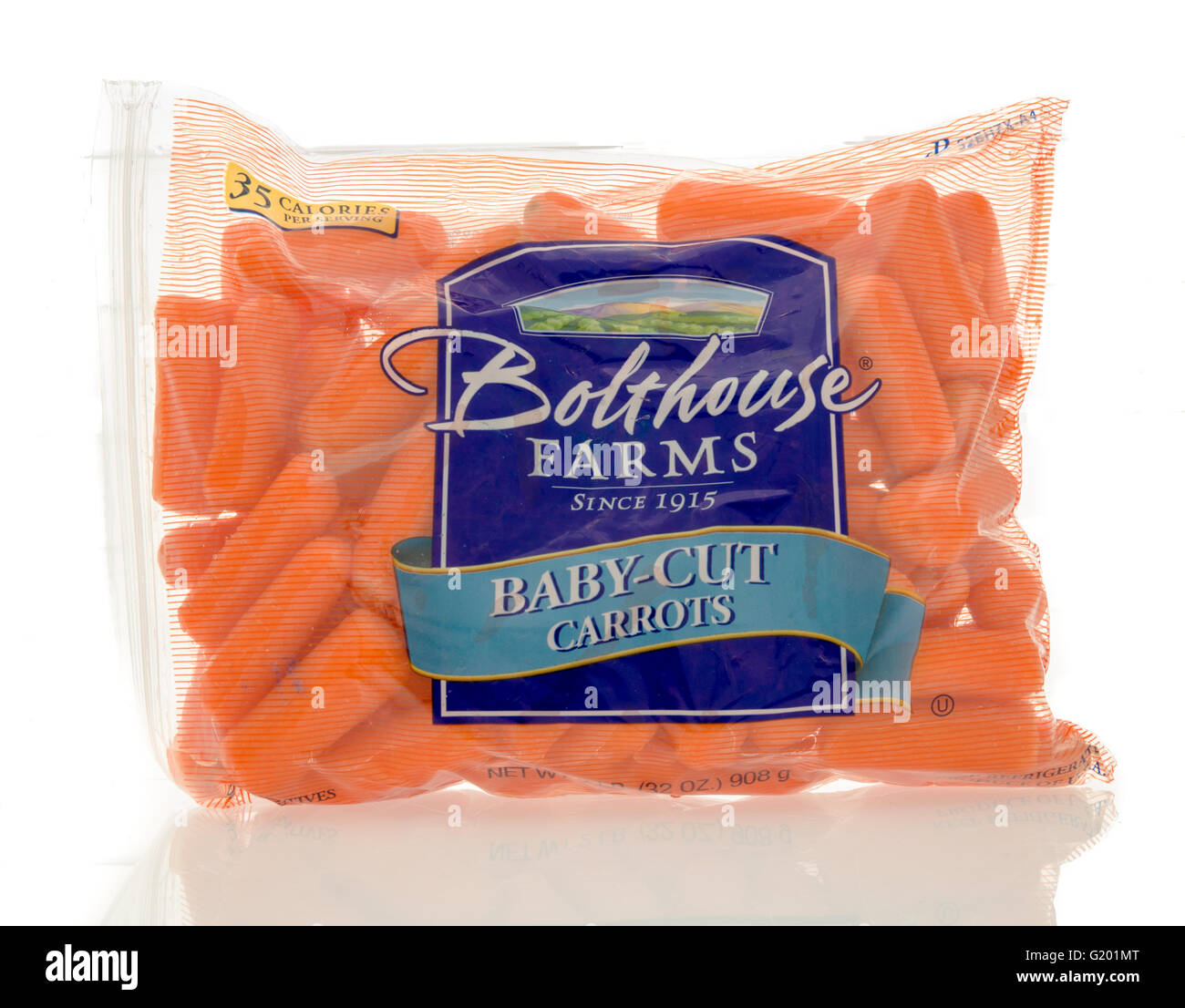 Winneconne, WI - 19 May 2016:  Package of Bolt house farms baby-cut carrots on an isolated background Stock Photo