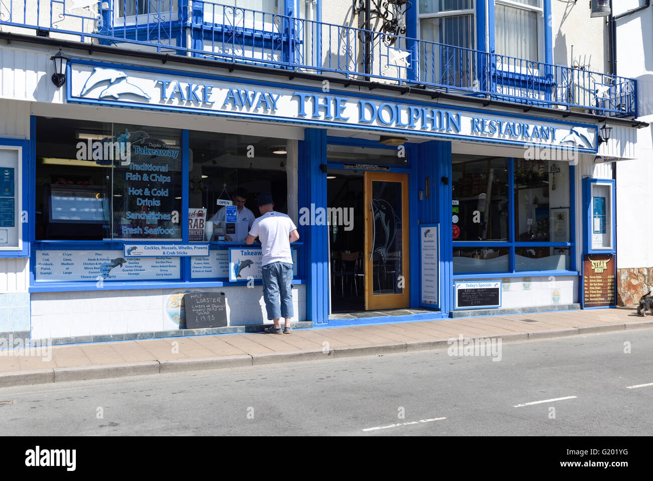 Devon seaside town,UK.Fish and Chip Shop Stock Photo