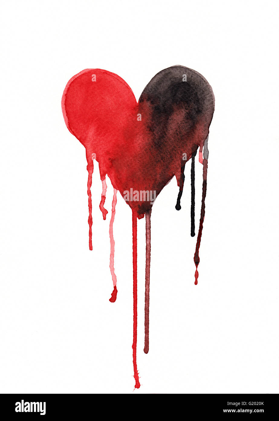 Melting or crying heart watercolor painting Stock Photo - Alamy