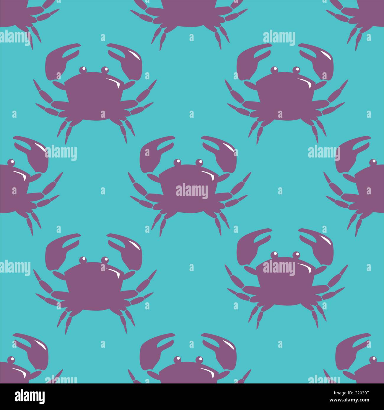 Seamless pattern with violet crab on blue background Stock Vector Image ...
