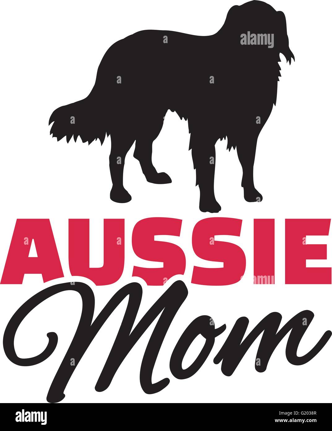 Australian Shepherd Mom with dog silhouette Stock Vector