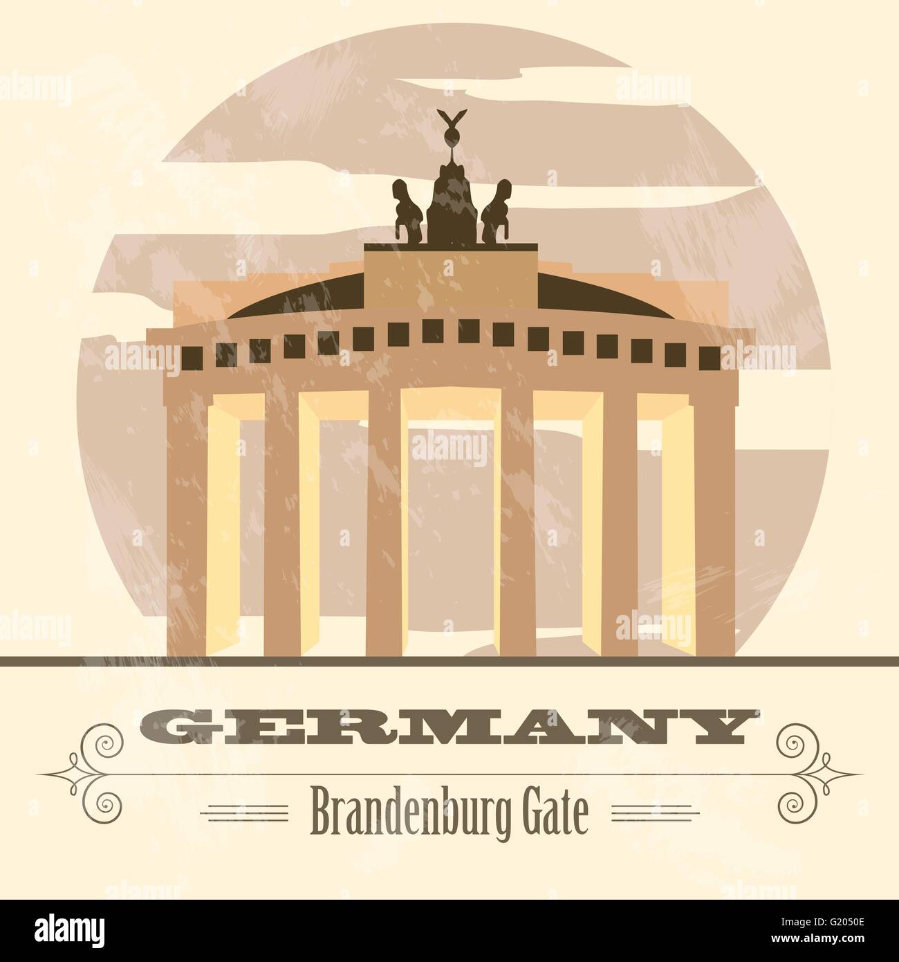 Germany landmarks. Retro styled image. Vector illustration Stock Vector