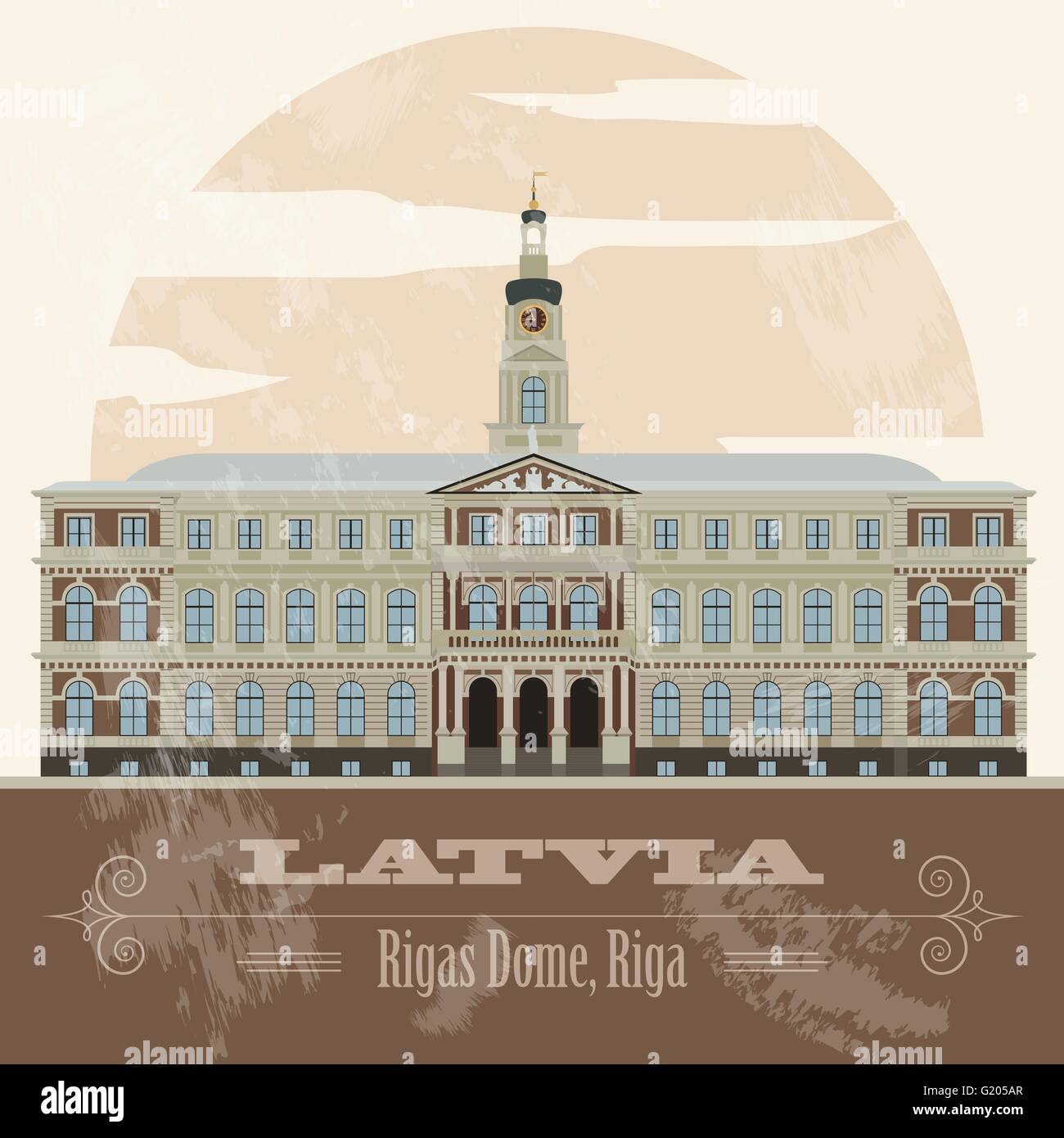 Latvia landmarks. Retro styled image. Vector illustration Stock Vector