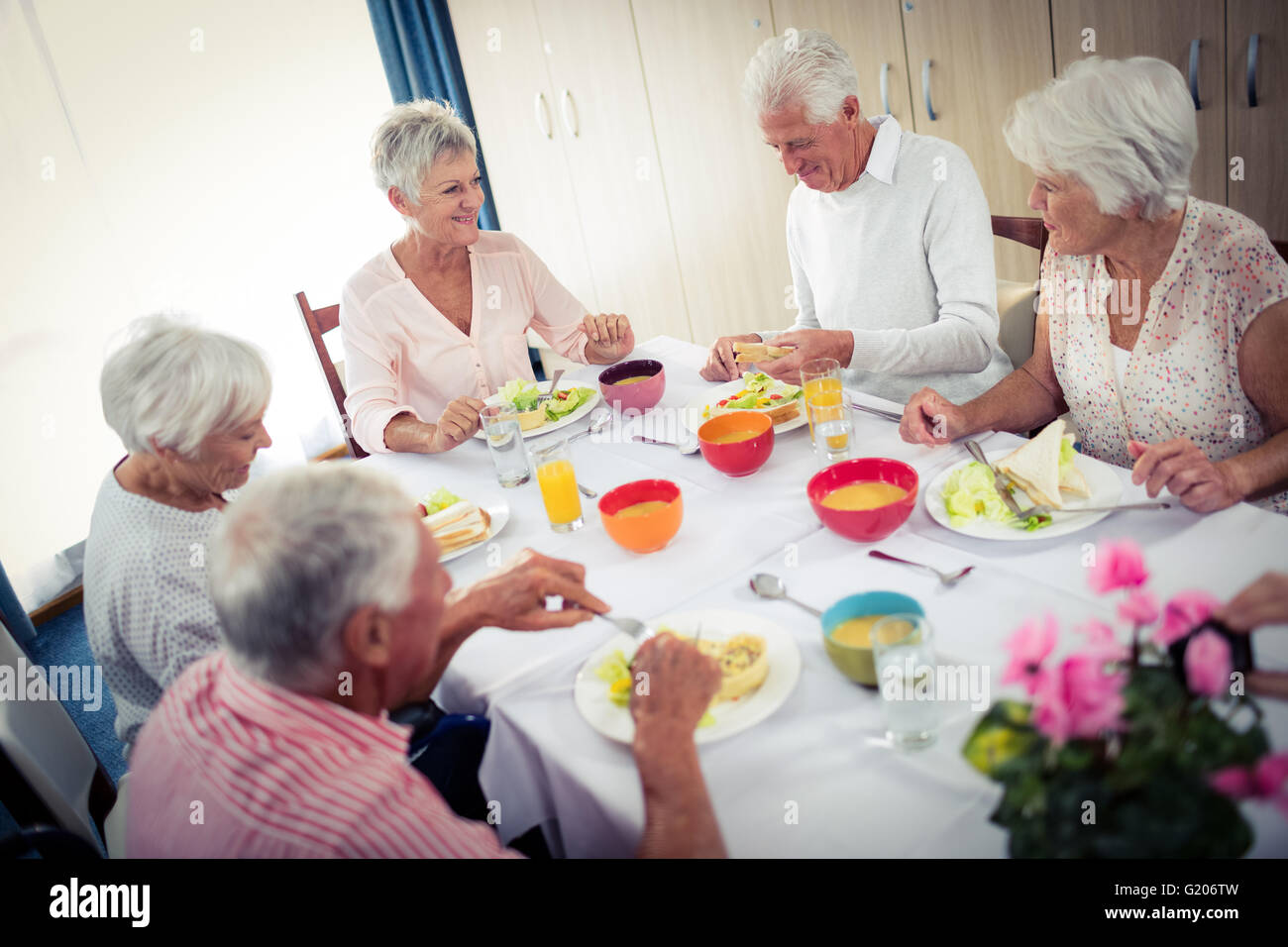 Pensioners at lunch Stock Photo