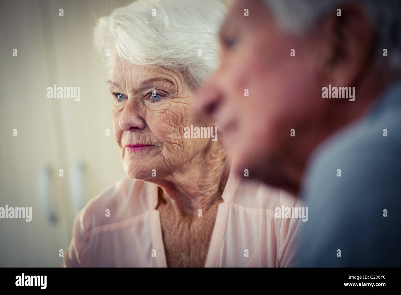 Pensioners interacting Stock Photo