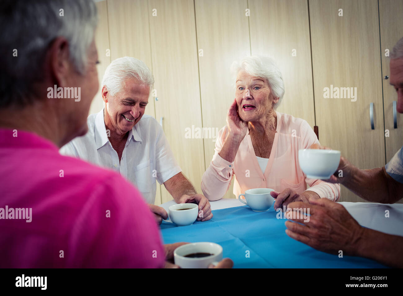 Group of seniors drinking coffee Stock Photo Alamy