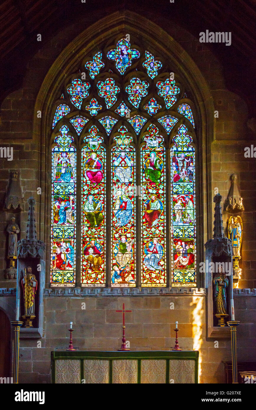 Jesse Window and High Altar, Tideswell Parish Church, Tideswell, Derbyshire Stock Photo