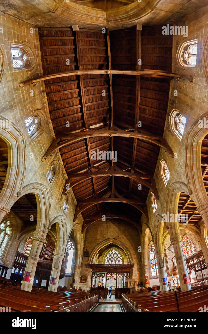 Tideswell Parish Church interior, Tideswell, Derbyshire Stock Photo