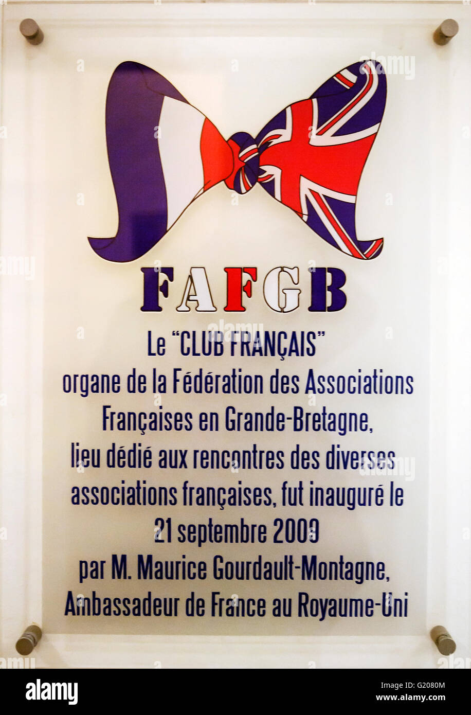 Club Francais wall plaque, French Institute, South Kensington, London Stock Photo