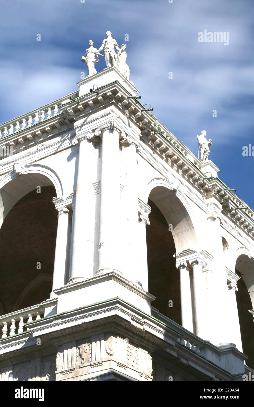 Vicenza, Italy. statues and detail of the monument called Palladian Basilica Stock Photo