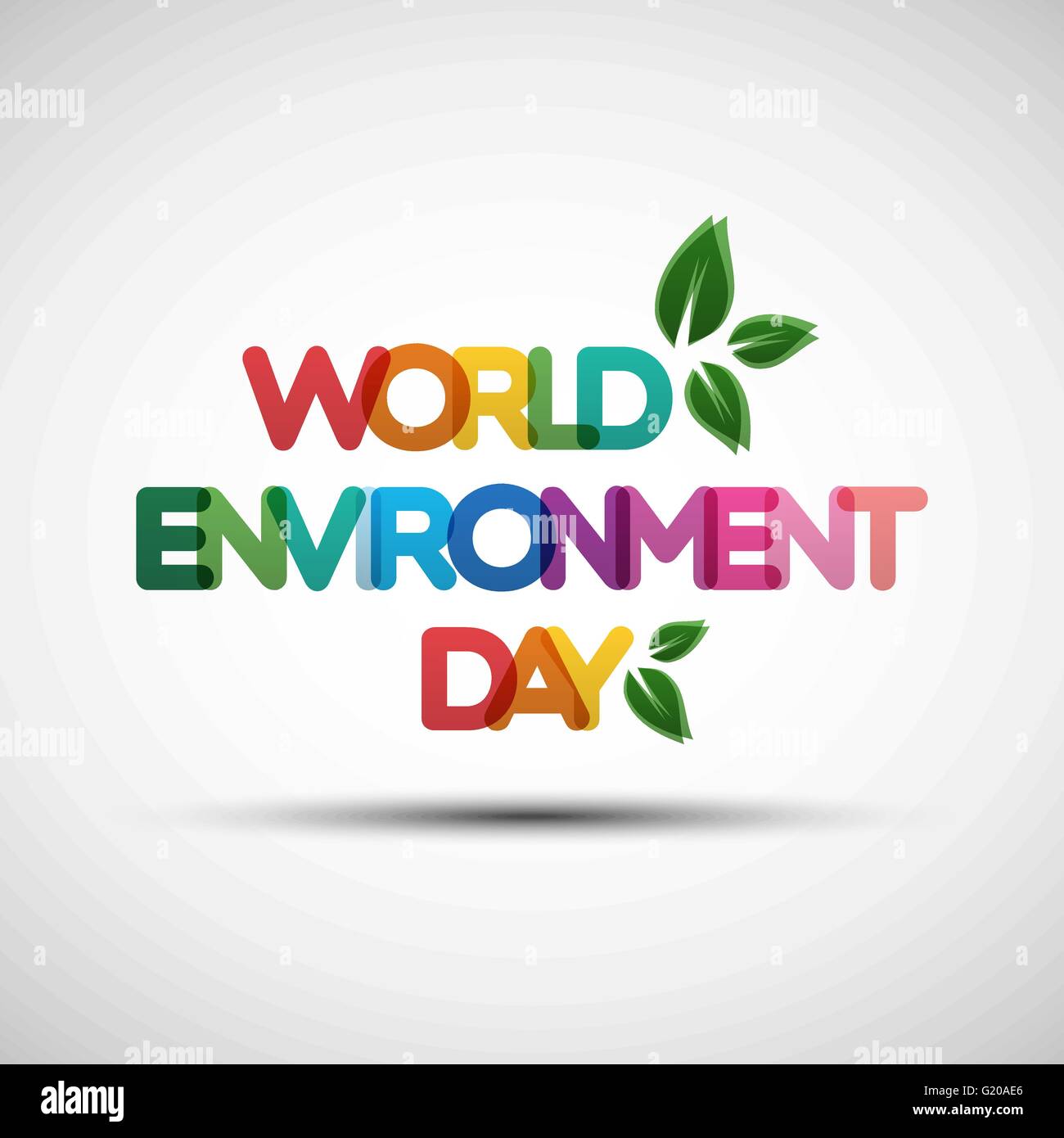 World environment day typography. Vector Illustration of World environment day card with creative multicolored transparent text Stock Vector