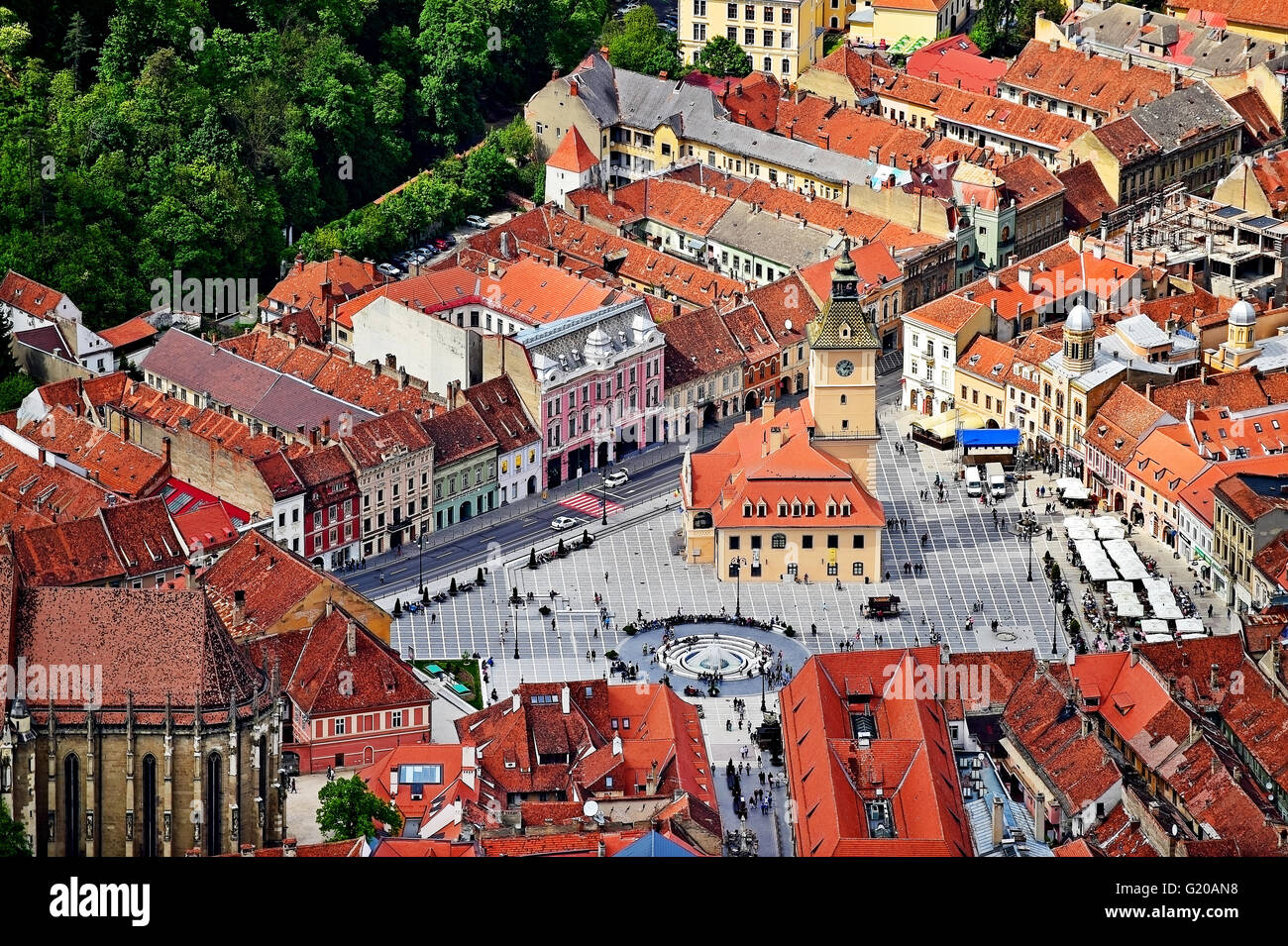 Aerial Photo With Transylvania s Brasov Medieval Old Town In Springtime Aerial Photo With Transylvania s Brasov Medieval Old Town In Springtime