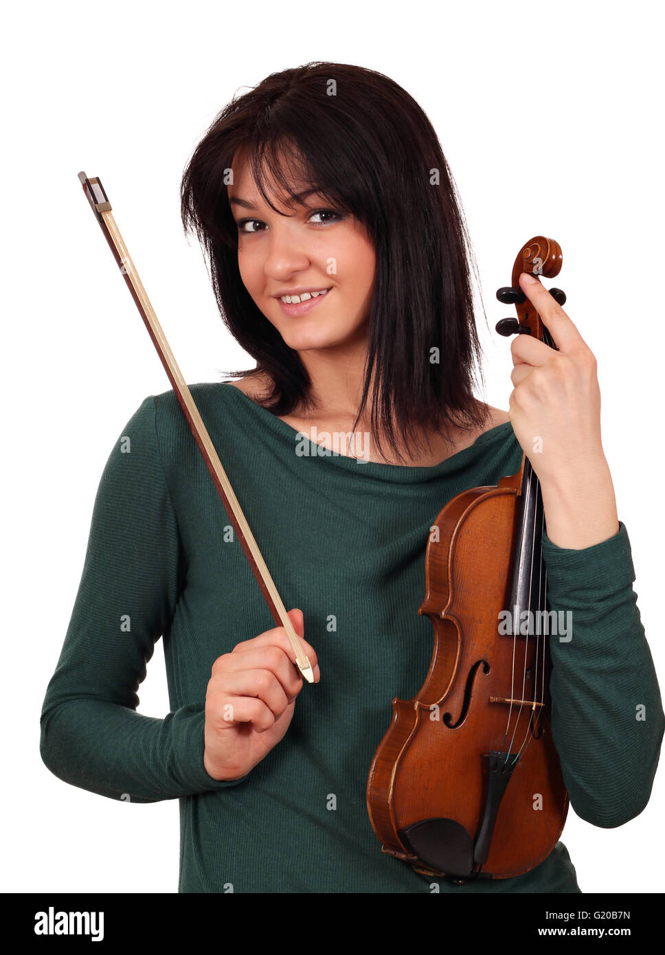 beautiful girl with violin portrait Stock Photo - Alamy