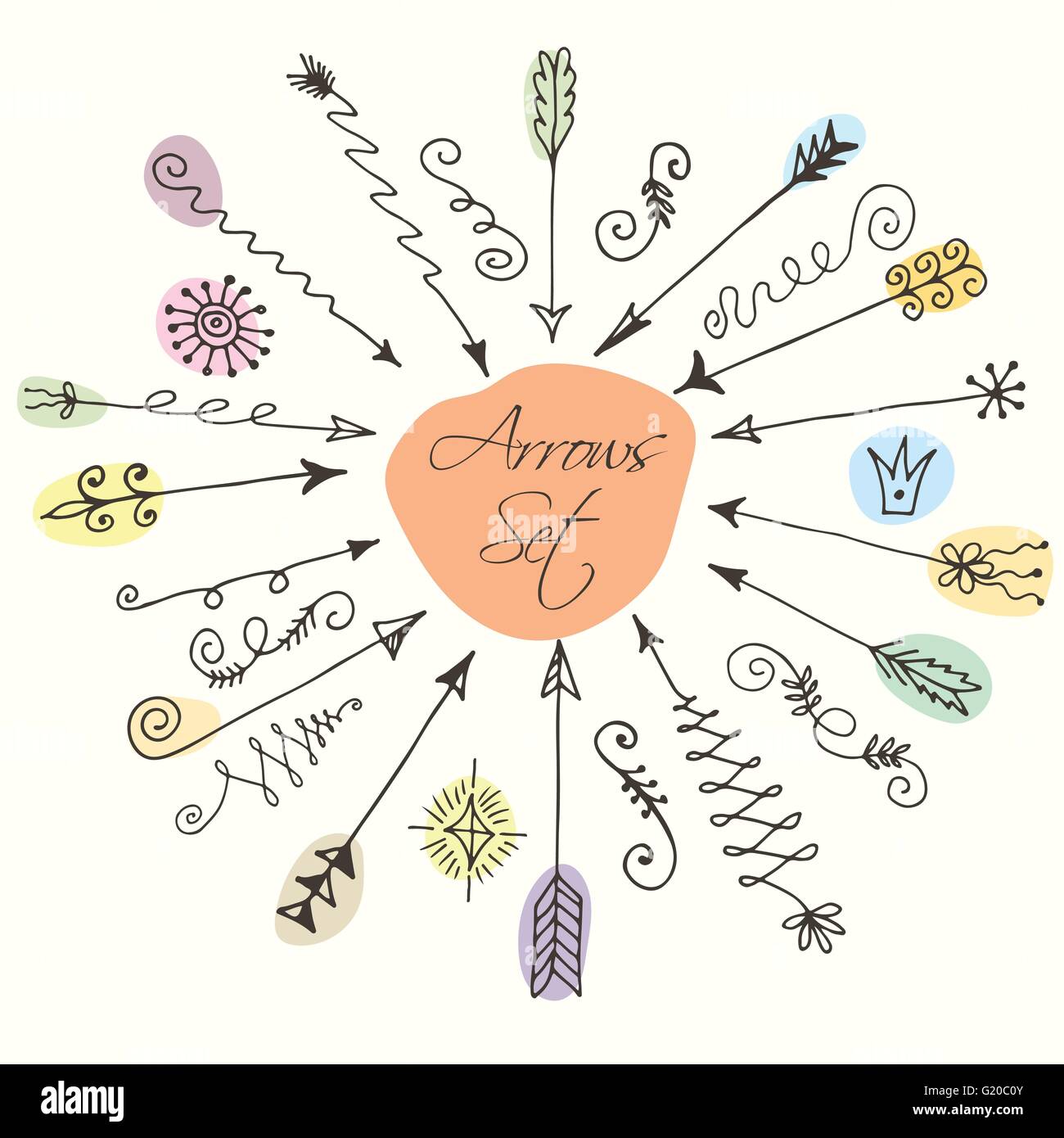 Isolated vector hand drawn arrows set on a white background Stock ...