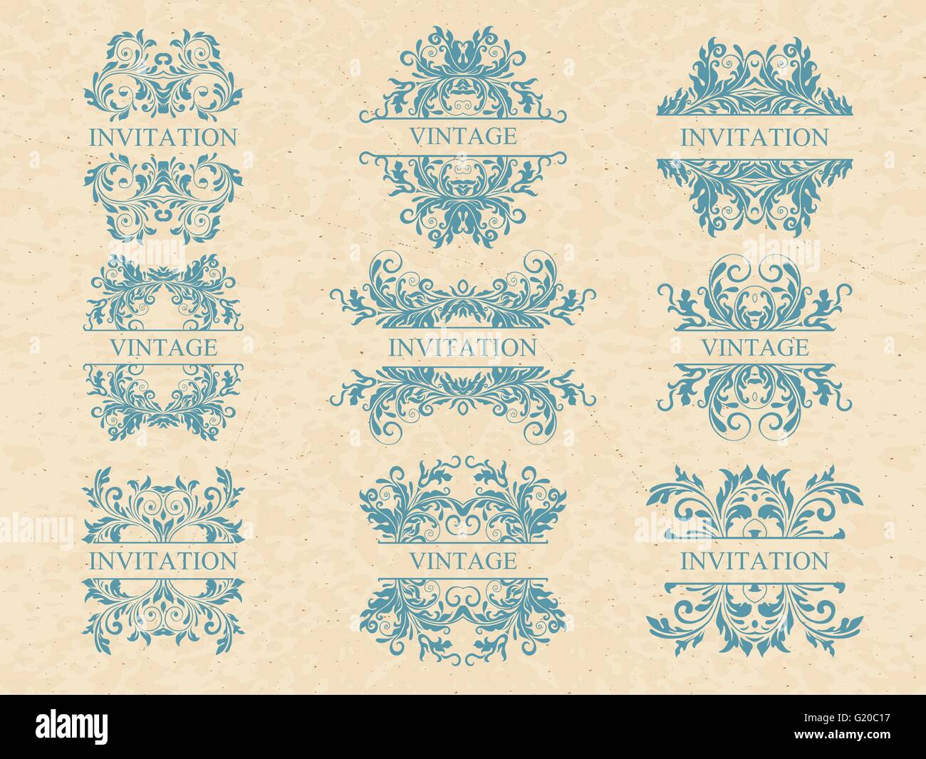 Calligraphic elements vintage set . Vector frame ornament Stock Vector ...
