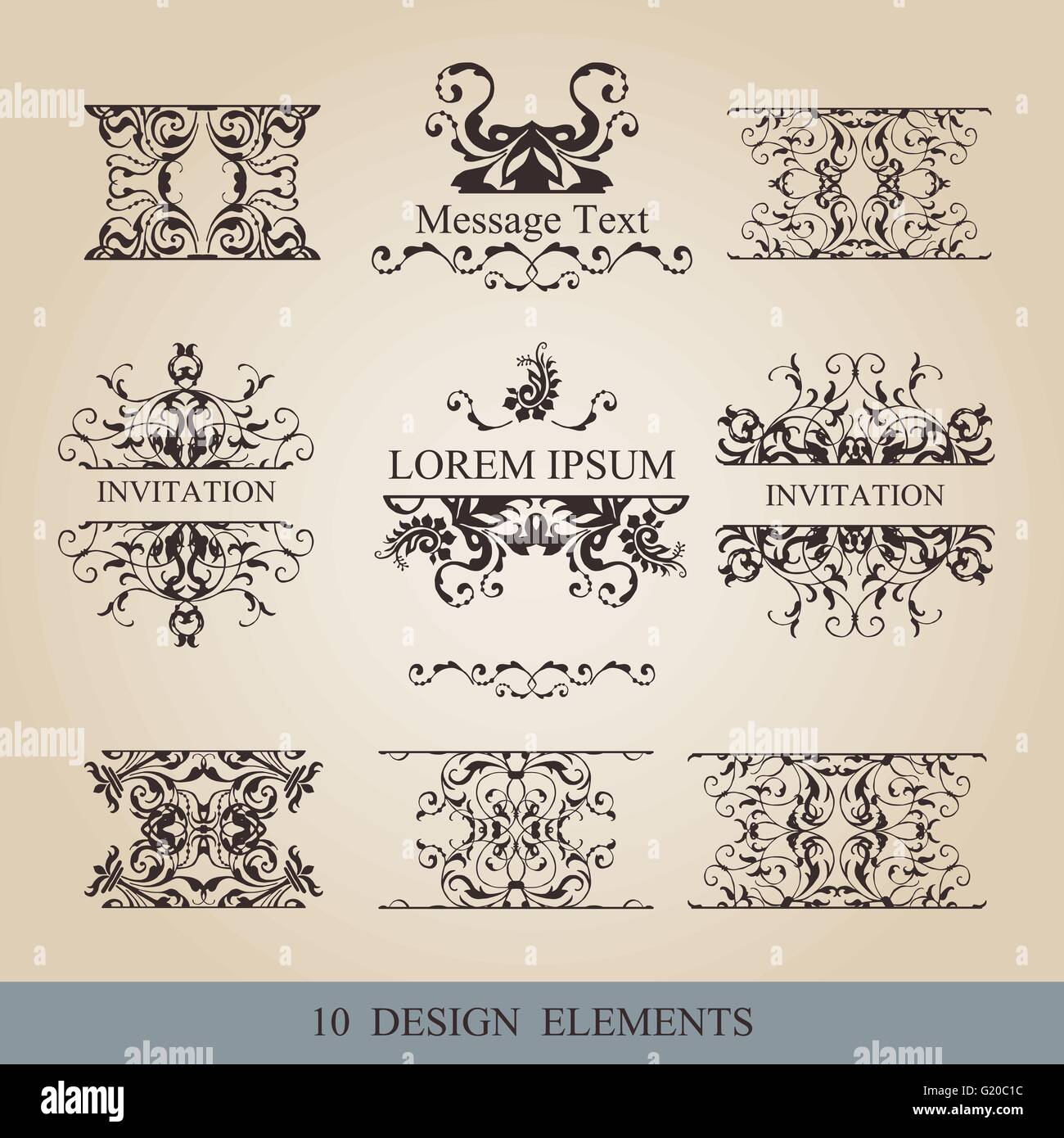 Calligraphic elements vintage set . Vector frame ornament Stock Vector ...