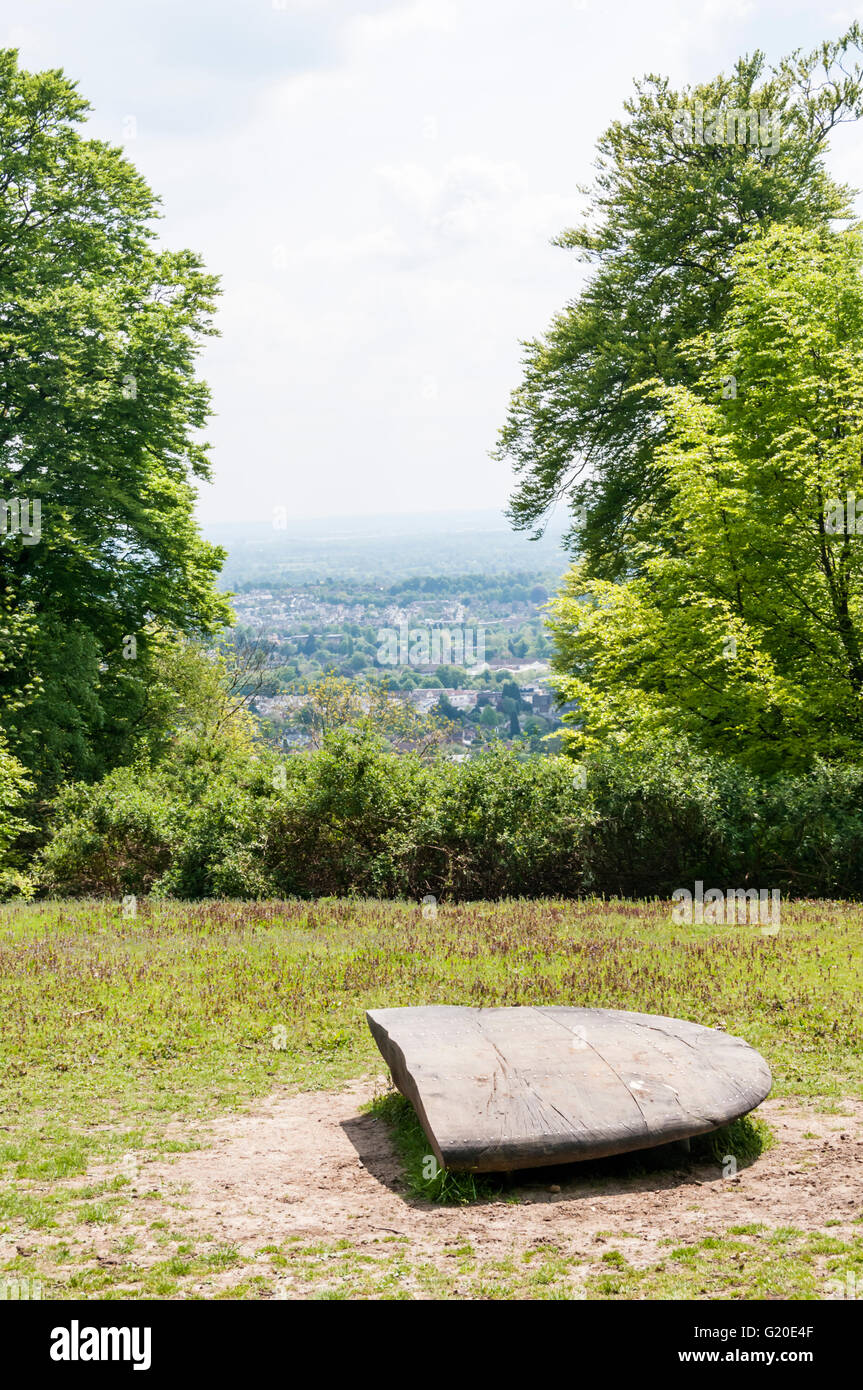 Memorial to the crew of a 'Flying Fortress' aircraft that crashed into the side of Reigate Hill in 1945. Stock Photo