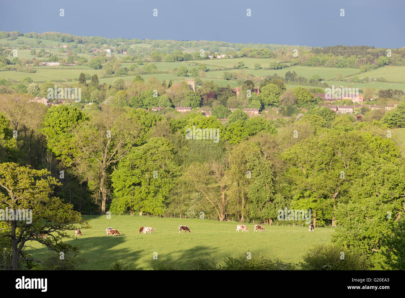 Late summer afternoon over Alvechurch, Worcestershire, England, UK
