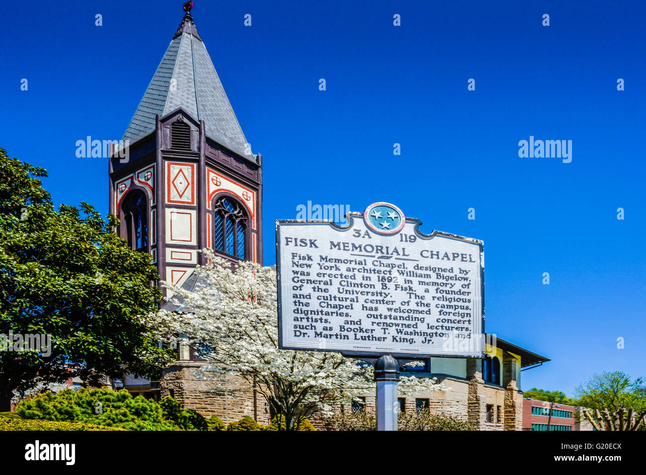The Fisk University memorial Chapel, built in 1892 is home to the Fisk Jubilee Singers, Nashville, TN Stock Photo