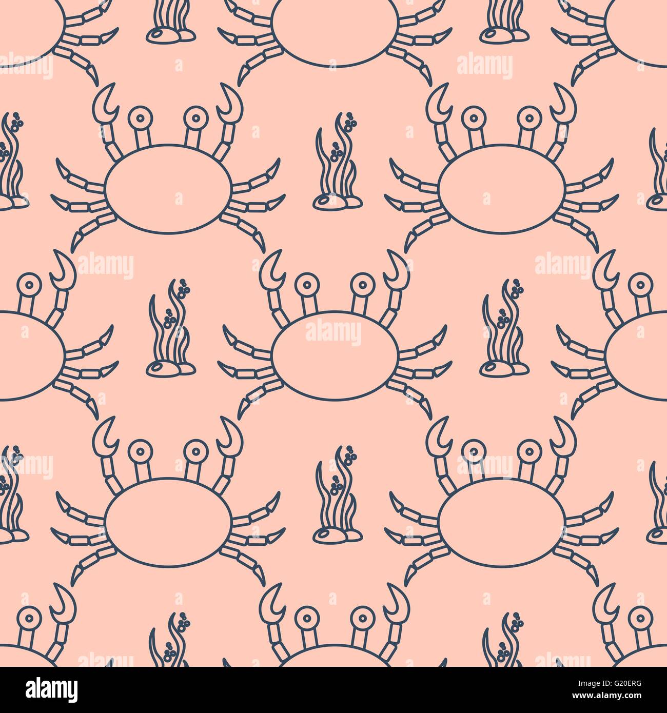 Seamless pattern with crabs and seaweed Stock Vector Image & Art - Alamy