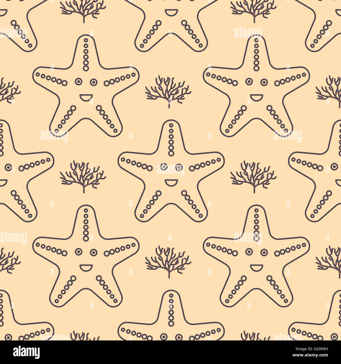 Seamless pattern with starfish and coral Stock Vector Image & Art - Alamy