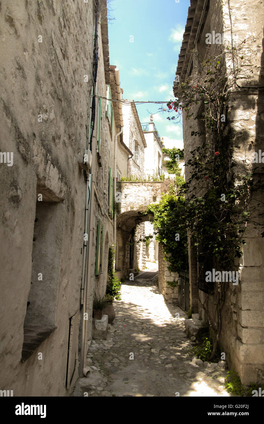 Alley and colorful old houses Stock Photo