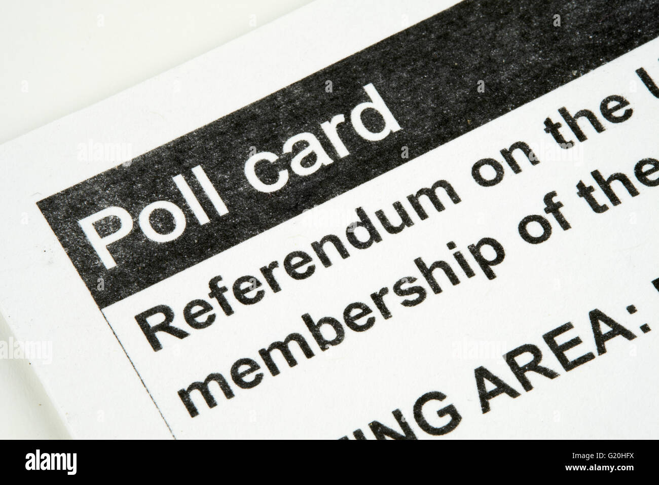 Poll Card For The Referendum On The United Kingdom's Membership Of The European Union Stock Photo