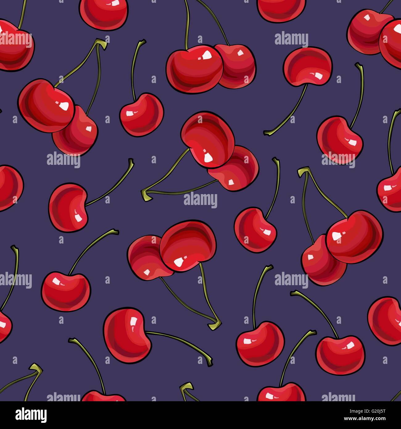 Seamless pattern with berry cherry Stock Vector Image & Art - Alamy