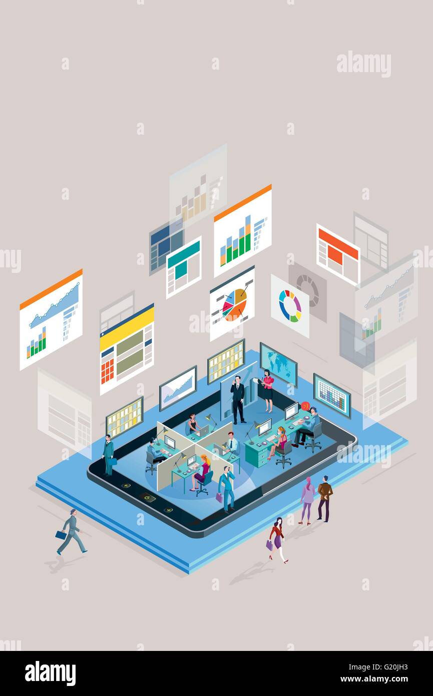 Analyzing data graphs woman in Stock Vector Images - Alamy