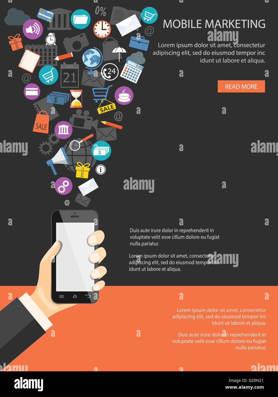 Flat design modern vector illustration concept of mobile banking ...