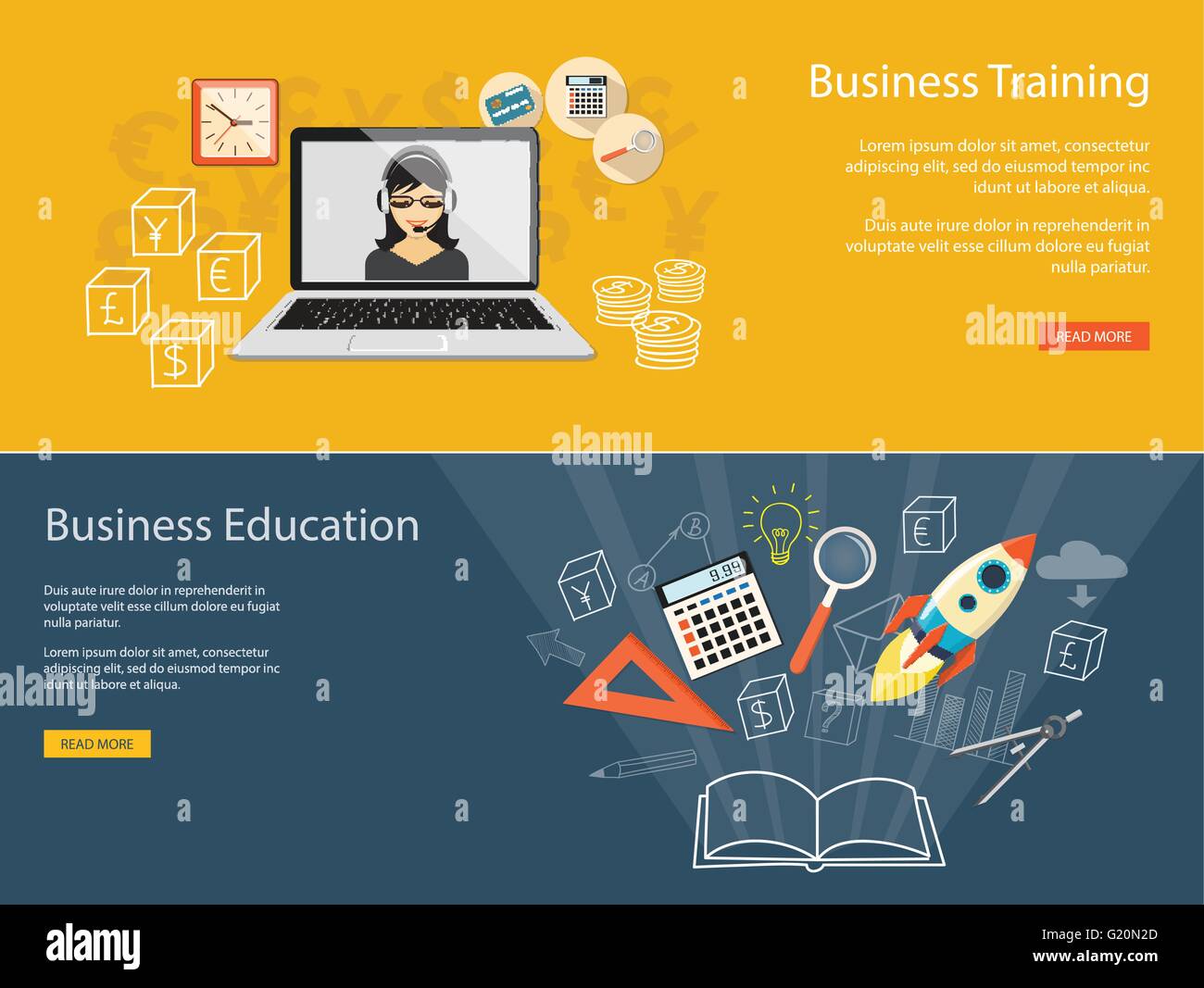 Flat design modern vector illustration concept of business educashion ...
