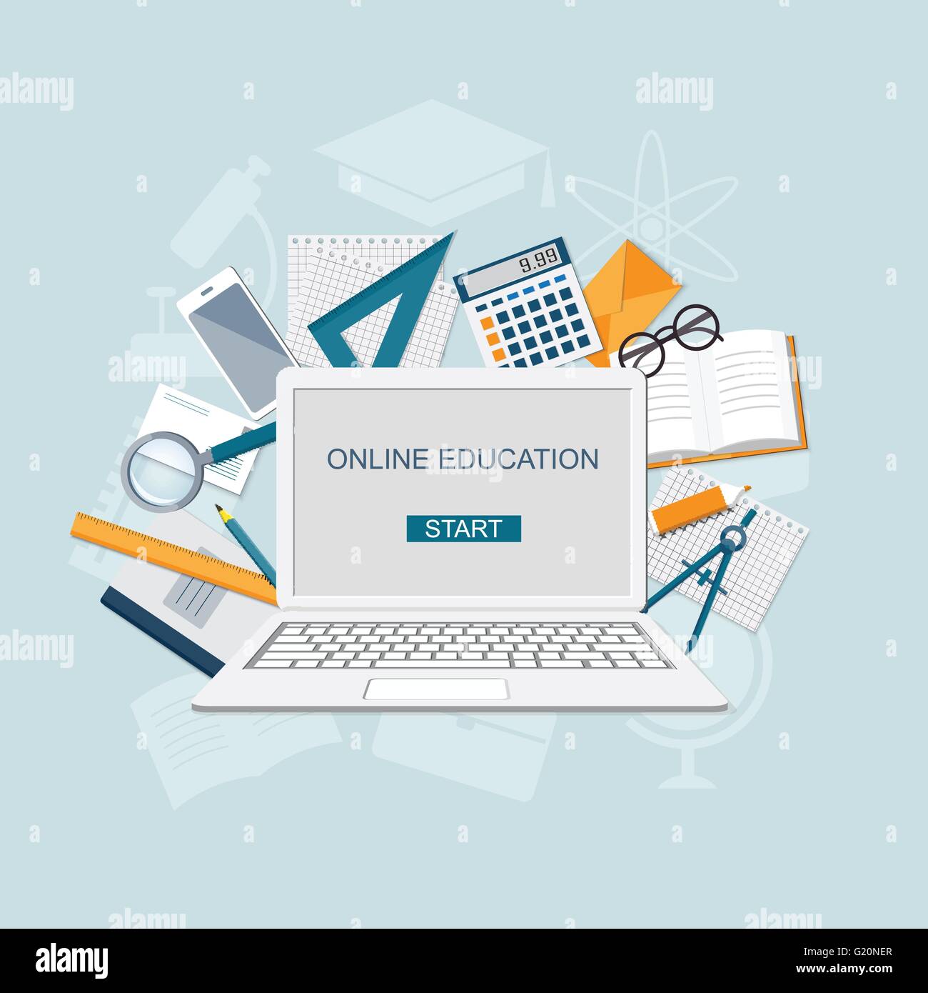 Flat design modern vector illustration concept of education online ...
