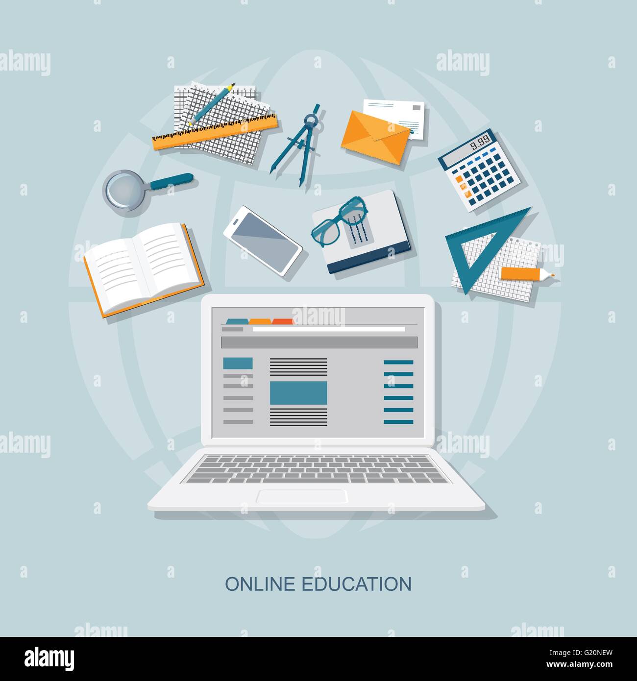 Flat design modern vector illustration concept of online education ...