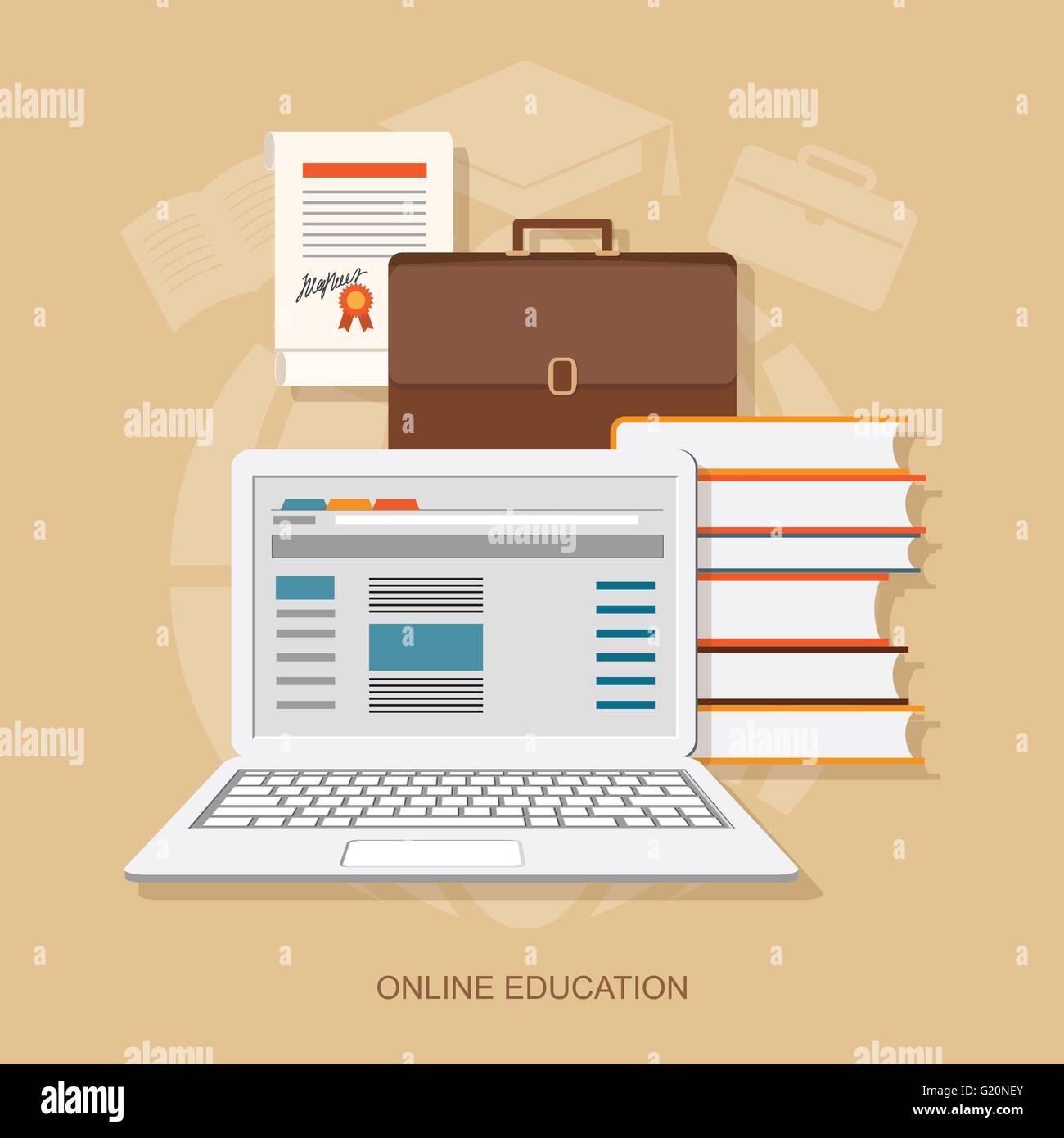 Flat design modern vector illustration concept of online education ...