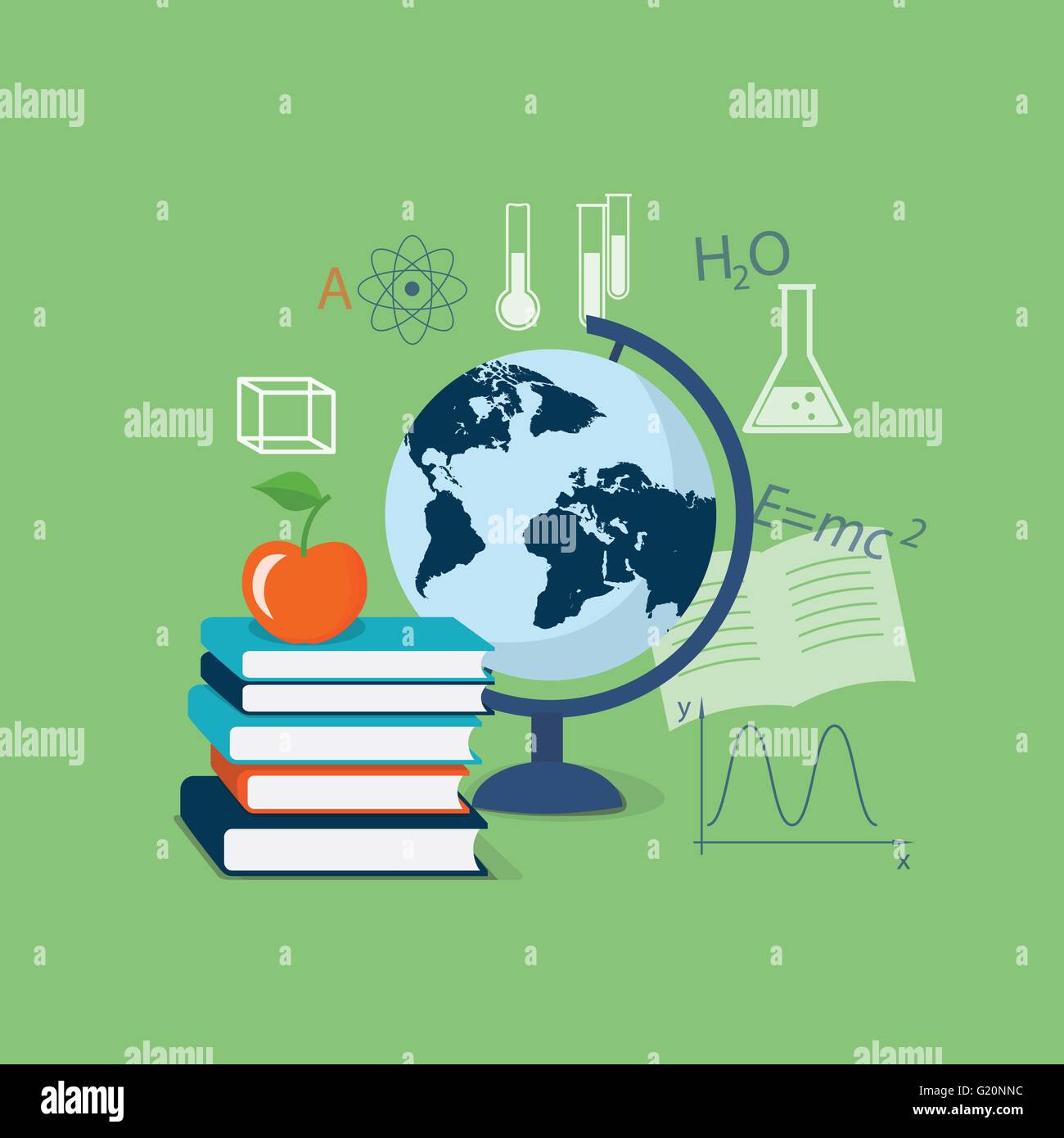 Flat design modern vector illustration concept of school, university ...