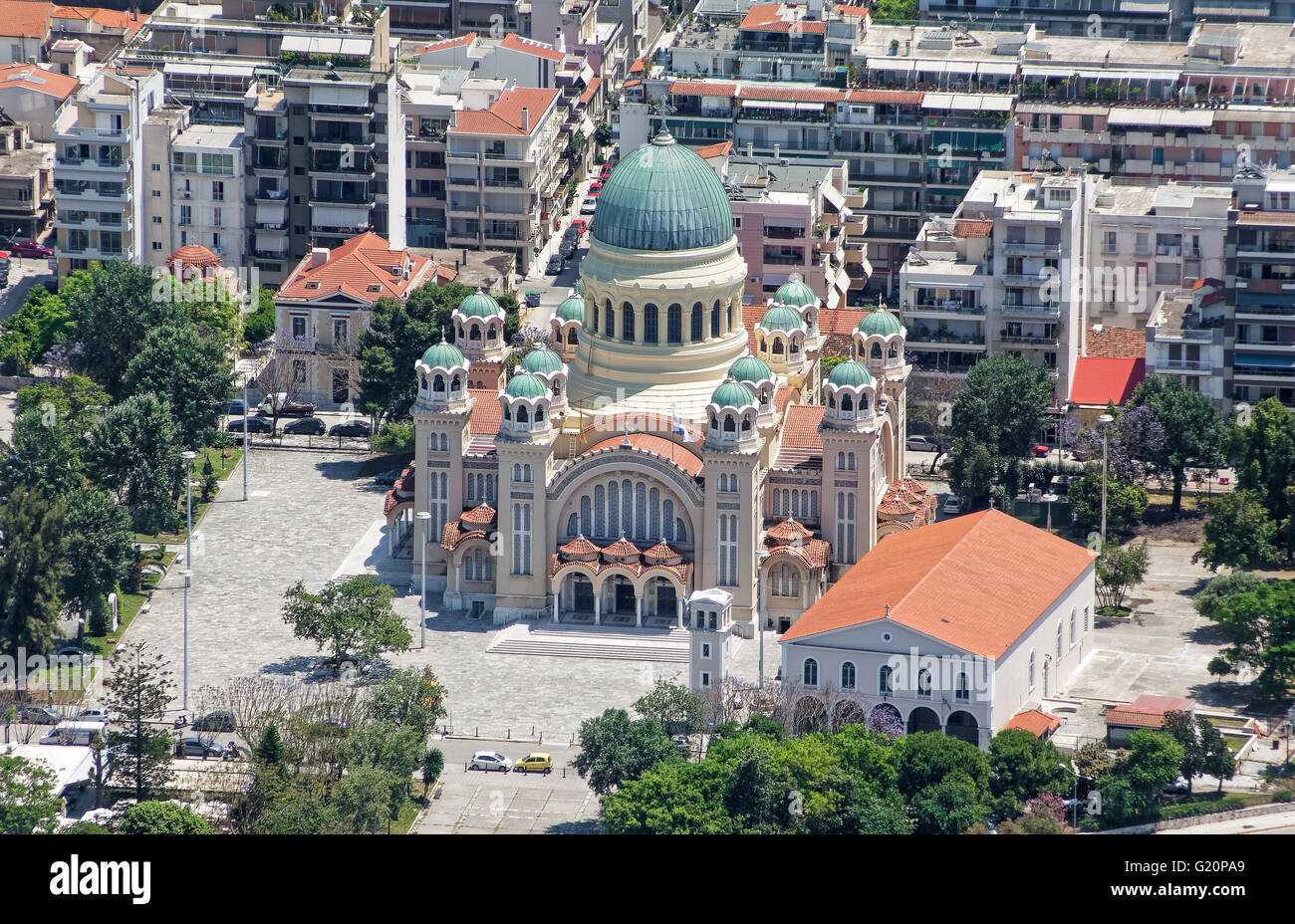 St Andrew's Cathedral in Patra, Greece, aerial view Stock Photo