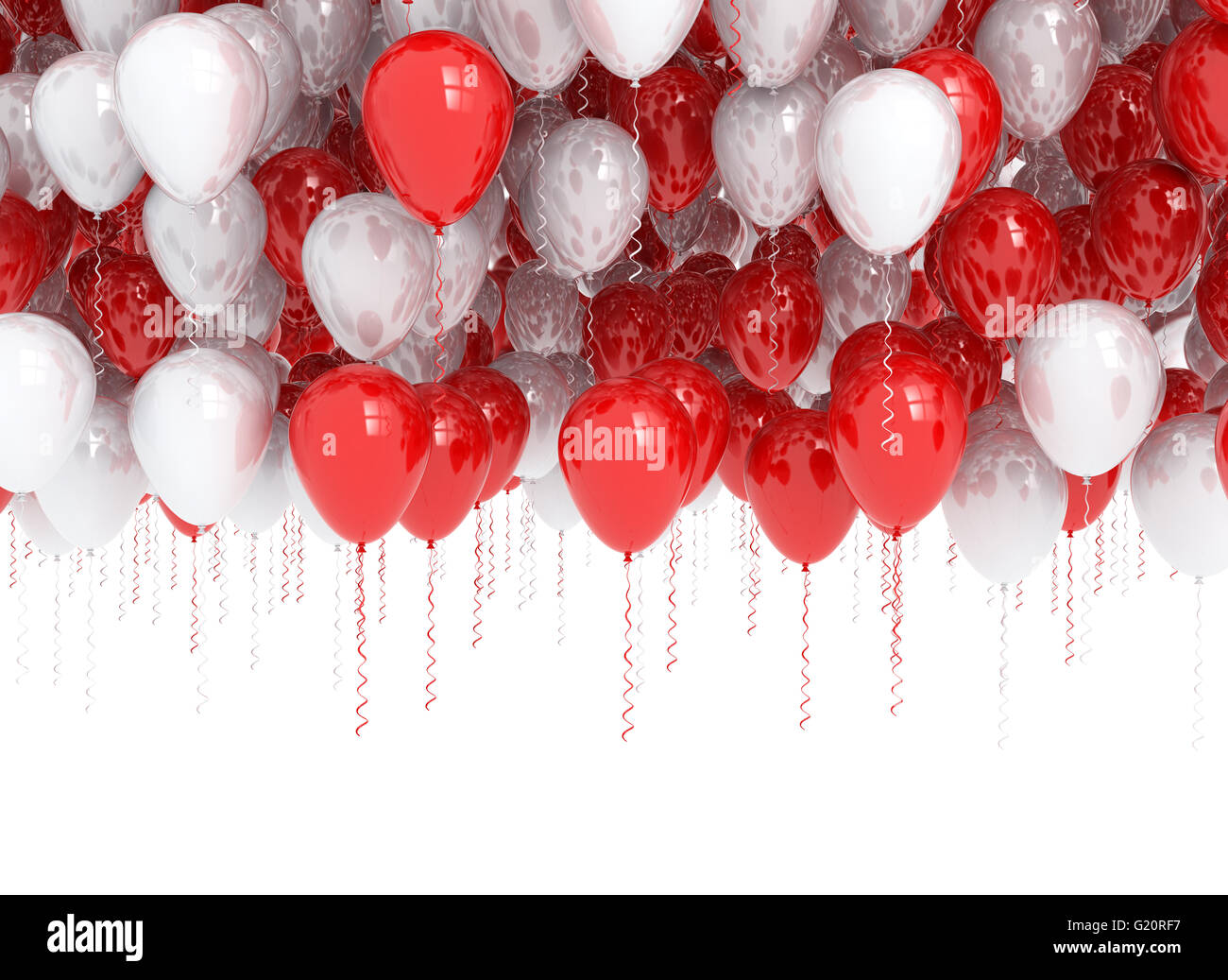 Bunch of red and white party balloons Stock Photo