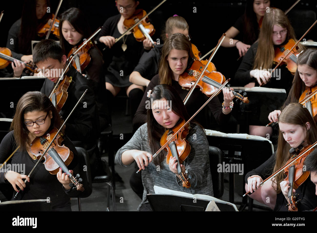 High School student orchestra Stock Photo