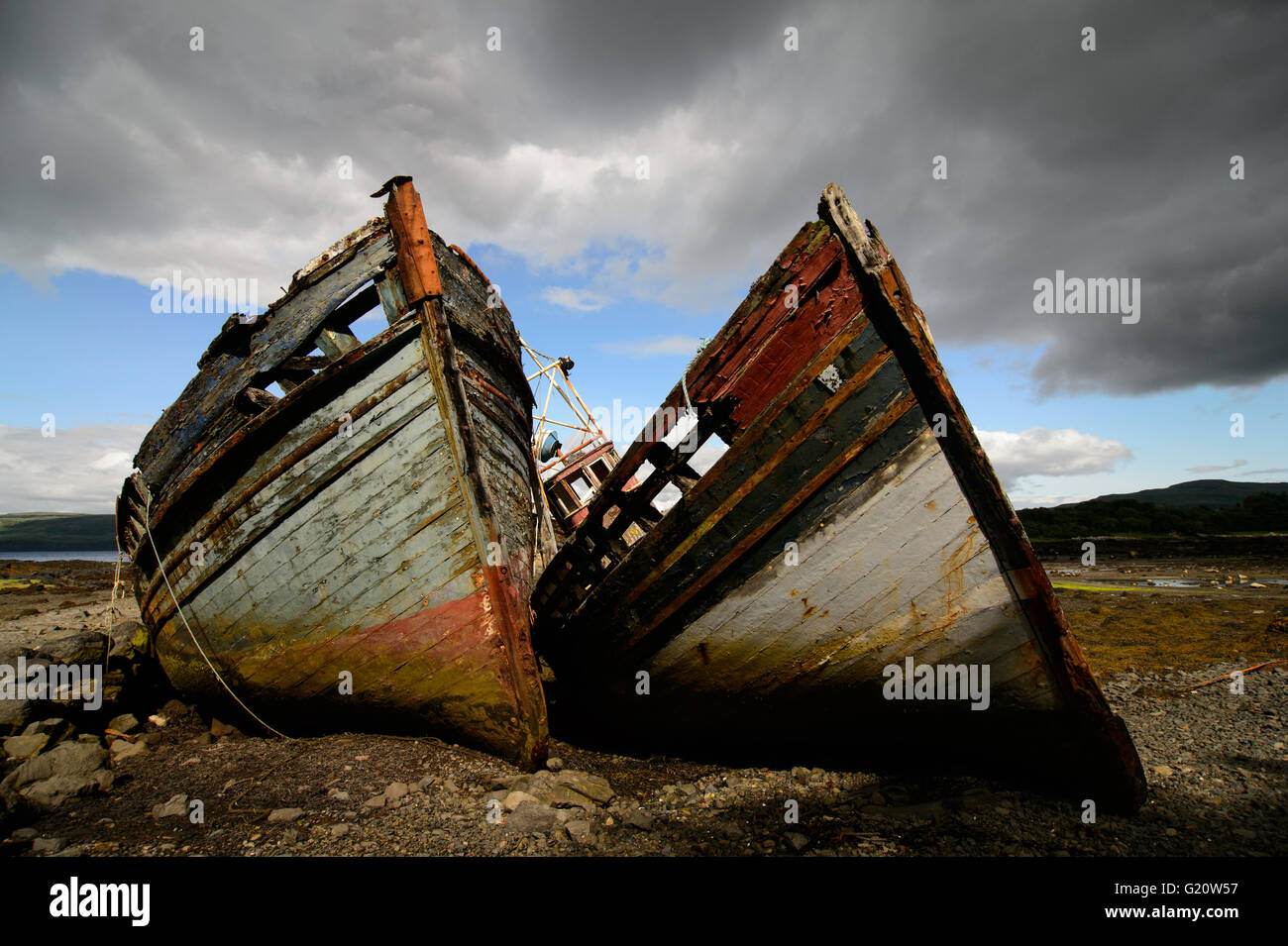 Old shipwrecks on the coast near Salen, Isle of Mull, Scotland Stock Photo