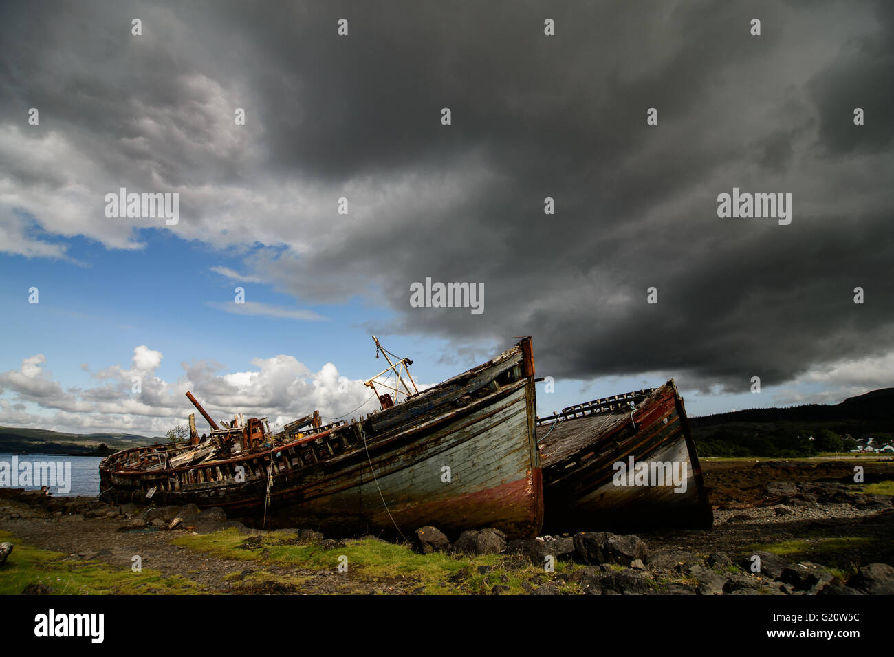 Old shipwrecks on the coast near Salen, Isle of Mull, Scotland Stock Photo